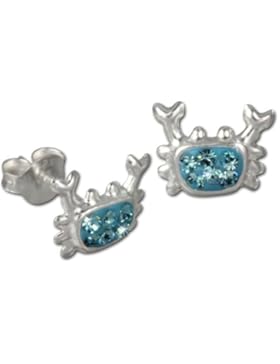 SterlinX Kids - Ohrstecker mit blauen Zirkonia - glitzernder Krebs - für Kinder aus 925er Sterling Silber - D1SDO8010H