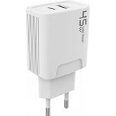 PDAteknoloji 45 watt USB + Type-C PD Hızlı Şarj Başlık Adapt&ouml;r Fast Turbo Qualcomm 3.0 (Yerli &Uuml;retim) (45w &Ccedil;ift Giriş)