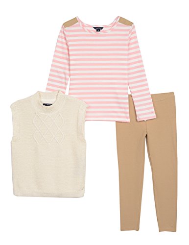 Nautica Girls Three Piece Vest Sets Clothing Set - Off-White -