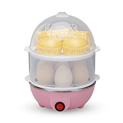 KOBWA Egg Cooker, 350W Electric Egg Maker, 2 Layers Rapid Egg Steamer, 14 Egg Capacity Egg Boiler, Egg Poacher with Automatic Shut Off and Measuring Cup for Steaming Egg, Dumplings,Milk, Bread, Corn