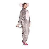 Kostümplanet® Maus-Kostüm Damen Overall weich Mäuschen Damen-Kostüm Größe 46/48 -