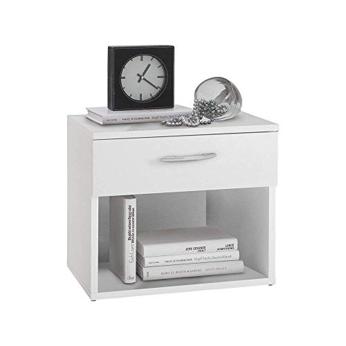 FMD Möbel Jonny Mesilla de Noche, Madera, Blanco, 42x30x37.5 cm