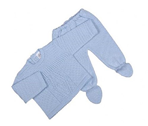 Baby Boys 2 pieces Knitted Leggings & Jumper Set For christening, Special occassions (3-6mths, SkyBlue)