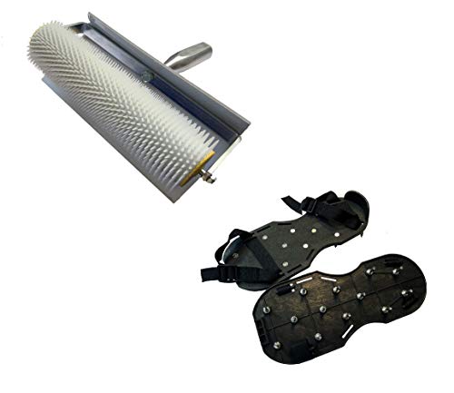 Preisvergleich Produktbild Entlüftungsroller Entlüftungsrolle 25 cm Entlüftungswalze + Nagelsohlen [35 mm] (fertig montiert) - Igelwalze Stachelwalze Betonentlüfterrolle mit Spritzschutz Stachellänge: 11 mm Profi-Qualität