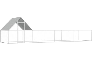 vidaXL Gallinero Exterior Grande Jaula Gallinas Conejos Aves Conejera Metálica Acero Galvanizado Corral Cubierto Malla Metal Tejado Cerradura 8x2x2 m