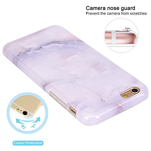 JIAXIUFEN iPhone 6 Funda  Funda de Silicona Suave Case Cover Protecci  n C  scara Soft Gel TPU Carcasa Funda para Apple iPhone 6 6S - Jade Blanco M  rmol Dise  o