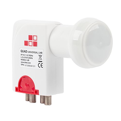 Diesl.com - LNB Quad Universal Enif 0.1 dB | Captación de señales en la banda KU | Baja figura de ruido y elevada ganancia | Cuatro salidas de satélite.