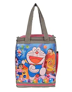 NK Bags Girls Polyester 3D Photo Doraemon for Lunch Bag (Pink)