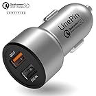 LinePin Quick Charge 3.0 Qualcomm Certified Dual Port Smart Car Charger, Output 5.4 Amp – 2 Ports