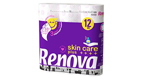 Renova Papel Higiénico Skin Care Plus Decorado Perfumado - 12 Rollos (Papel WC)