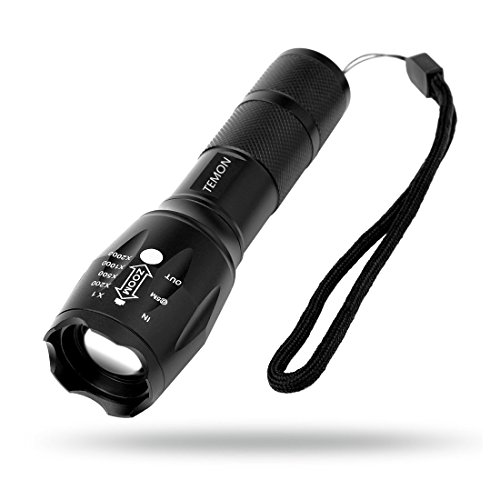 Taschenlampe LED 1000 Lumen CREE T6, 5 Beleuchtungsmodi, Zoomable, Leben 100000 Stunden, für Innen- und Außenbereich