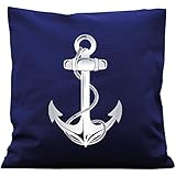 bedrucktes Dekokissen Anker Maritim von Wandtattoo Loft® auf Baumwollstoff mit Füllung 40 x 40 cm