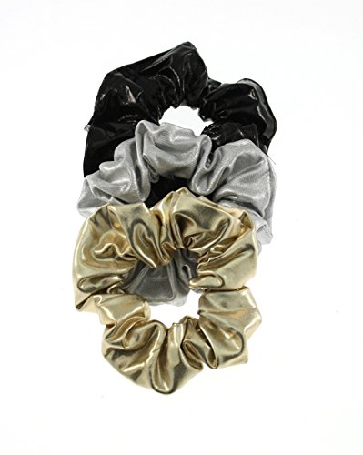 Zac's Alter Ego® Set of 3 Hair Scrunchies - 1 Black, 1 Silver, 1 Gold