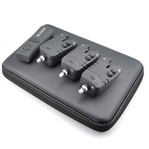 1+3 Carp Fishing Wireless Bite Alarm Set LED with Adjustable Volume Tone Control in Zipped Case - Image 5