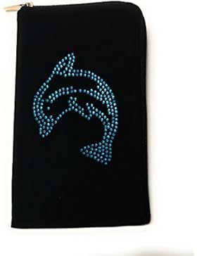 Reissverschluss Handytasche Softcase schwarz mit Strass Motiv 