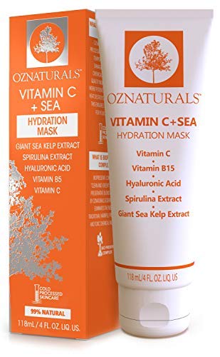 OZNaturals Máscara facial de vitamina C - Máscara facial de hidratación para Piel Seca 4 Fl Oz