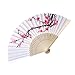 Produktbild Zarupeng Faltbare Handfächer Klappfächer, Vintage Faltender Fan der chinesischen Landschaftsmalerei-Pflaume, Hochzeits Partei Geschenke (One Size, Weiß)