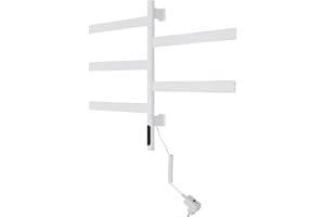 JAYEUW Elektrischer Handtuchwärmer 180°Drehbares Handtuchheizkörper Intelligenter LED Touchscreen Handtuchheizer Rotierender Handtuchhalter Handtuchtrockner Bad Wandmontage Handtuchwärmer (Weiß)