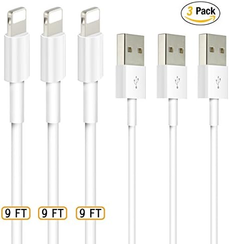 Charging Cables ,MASUMARK 9FT(3M) USB Cables for iPhone 6, 6 Plus, 5s, 5c, 5, iPad Air, Air2, Mini, Mini2, iPad 4th Gen, iPod Touch 5th Gen, iPod Nano 7th Gen, iOS 8,9 (3 Pack)
