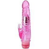 Vibrador, Loveryoyo Vibradores Dobles Estimulador para Punto G, Clítoris, Próstata, Partes Sensibles, Impremeable, Juguete Sexual Juguete Erótico Regalos Sexuales, 2 AAA Pilas (Rosa Traslúcida)