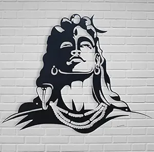 Auromin Stylish Lord Shiva Metal Wall Art Decor for Living room, Hall, Bedroom, Kids Room, Kitchen, office | Wall Hanging Decoration Items for Home Decor(Size: 50 X 40 cm, Black)