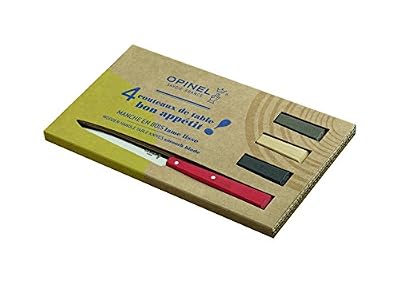 Opinel 4 couteaux de table n°125 acier inoxydable rouge/noir/sable/taupe