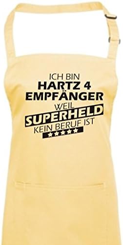 Apron, I Am HARTZ4 Receiver, Superhero No Work Is, cotton blend, lemon, 72 x 86 cm