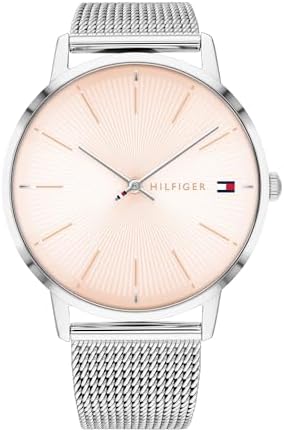Tommy Hilfiger Orologio da Donna 40mm al Quarzo - Quadrante Blush Sunray, Bracciale in Maglia di Acciaio Inossidabile - 1782244