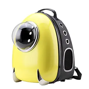 CLOVERPET C0203 Innovative Fashion Bubble Pet Travel Carrier Backpack for Cats Dogs Puppy, Yellow, 13.4