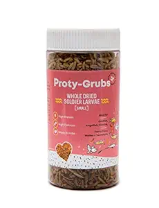 PROTYGRUBS Small Dried Larvae - high Growth Fish Food for Goldfish, Angelfish, Mollies, Carps, Cichlids, Fancy carps (50 Gm)