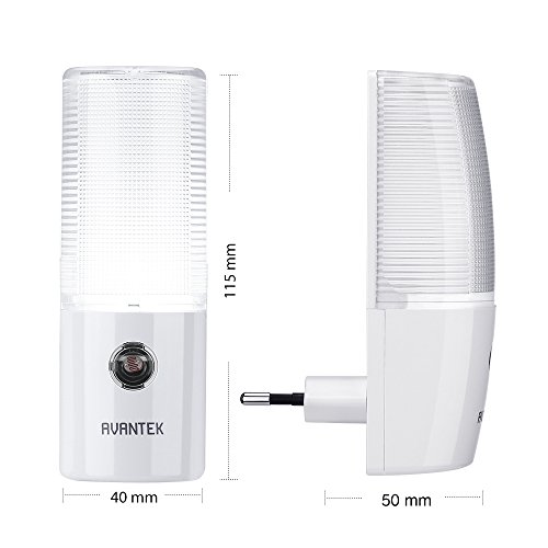 AVANTEK LED Nachtlichter mit Sensor, Stromsparendes Steckdosenlicht für Kinderzimmer, Fluren und Treppen, Kaltweiß, [2er-Set] - 2