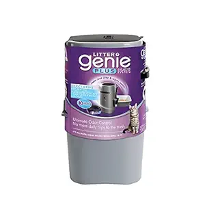 Litter Genie Plus Pail Ultimate Cat Disposal System, Includes One Refill (Silver)