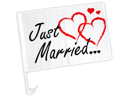 Trendmaus.de 10 Pezzi Car Bandiera Bandiera per Il Matrimonio 'Just Married' Bandiere Macchina