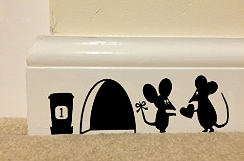 Maus Loch "Love Herzen Sockelleiste Art Wand Aufkleber Vinyl Aufkleber" 145 mm x 50 mm.. UK Verkäufer
