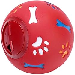 Kiao Jouet Distributeur de Croquettes en Caoutchouc pour Chat-Distributeur de Friandises-Jouet Interactif à Friandises-Jouets à Mâcher-Rouge,S