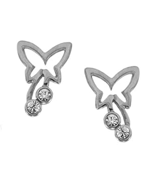 Ohrstecker Chirurgenstahl Schmetterlinge mit Zirkonia Ohrringe Edelstahl Butterfly