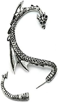 Dragon Ear Cuff | inspired by Game of Thrones | high quality silver-tone alloy | Stud Earrings HBO Nerd Fantasy Mystery Middle Age Europe | by Serebra Jewelry (Right Ear)