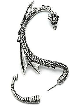 Drachen Ohrklemme Ohrstecker mit Silbertönung by Serebra Jewelry