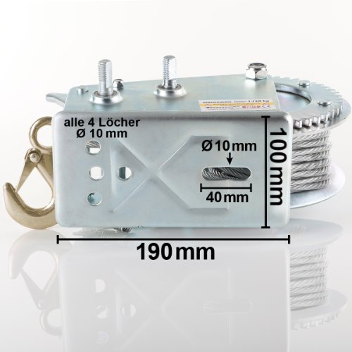 INXX 30078 Seilwinde mit Stahlseil 1130kg Bergungswinde 10 m - 6