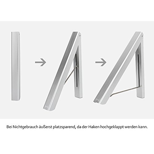 KYG Faltbar Kleiderhaken Klappbarer Wand-Kleiderständer Set Folding Platzsparend Wetterfest Kleiderbügel Aluminium - 3
