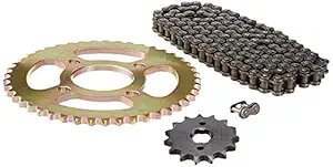 Uno Minda CH-4001 Quadra Rivet Chain & Alloy Steel Hardened Sprockets Chain & Sprocket Kit - R428H SIZE-126L / 15T / 42T(4H) for Honda Unicorn