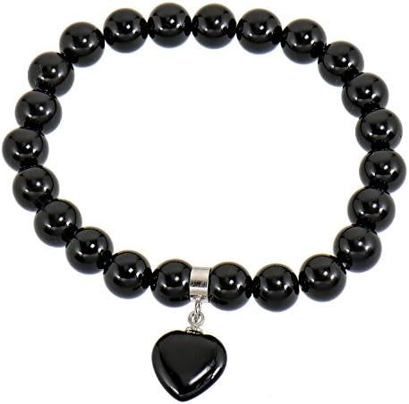 Let Ladies Bracelet Heart Pendant Flex Bracelet Onyx black