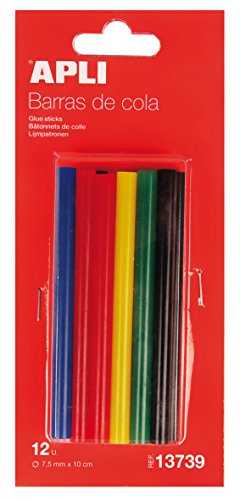 APLI 13739 - Pack de 12 recambios barras de cola 7 5 mm x 10 cm multicolor APLI 13739 - Pack de 12 recambios barras de cola 7 5 mm x 10 cm multicolor