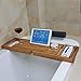 Produktbild MQYZS Badewanne Caddy Tablett, Erweiterbares Holzregal, Eingebauter Weinglashalter, Tablet-Halter, Badablage für EIN Spa-Erlebnis