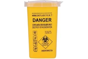 Rayakt Kanülenabwurfbehälter, 1 Liter Kunststoff-Nadelbehälter Abfallbehälter für die Entsorgung von Tätowiernadeln und scharfen Abfällen