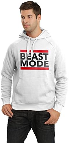 Blogger Cllc – American Football NFL Beast Mode Men's Hooded Sweatshirt Jumper Hoodie with hood – Famous Motif of by Mars Hawn Lynch -  White - L