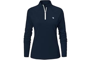 donhobo Damen Sport Shirt Langarm T-Shirt Schnelltrocknend Gym Yoga Fitness Training Laufshirt mit 1/4 Reißverschluss