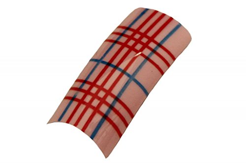 Effect Beauty 50pcs Light Pink, Pink & Blue Stripes Acrylic Pre-Designed Nail Tips - Tip Sizes 1-10