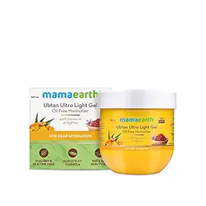 Mamaearth Ubtan Ultra Light Gel Oil-Free Moisturizer For Face, Body and Hands; with Turmeric & Saffron for Deep Hydration - 200 ml