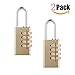 Produktbild [2 packs] Reiseschloss ,Gepäckschloss, YOUTU Gepäckschloss Zahlenschloss Reiseschloss Kofferschloss mit 4-stelligen Zahlencode, Schlösser für Gepäck, Passwort Sperre für Gehäuse, Aktenkästen, Schule, Aktenschränke, Toolbox Zaun Hasp Schrank, Fitness & Sport Schloss,Tasche, Toolbox Zaun Hasp Kabinett&Storage Case, Mitarbeiter & Lagerung Messing Anti Rost Wetterfest